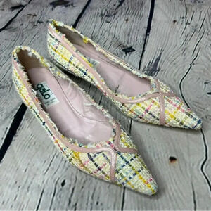 Vintage Galo Tweed Leather Kitten Heel Flats Women’s size 5.5
